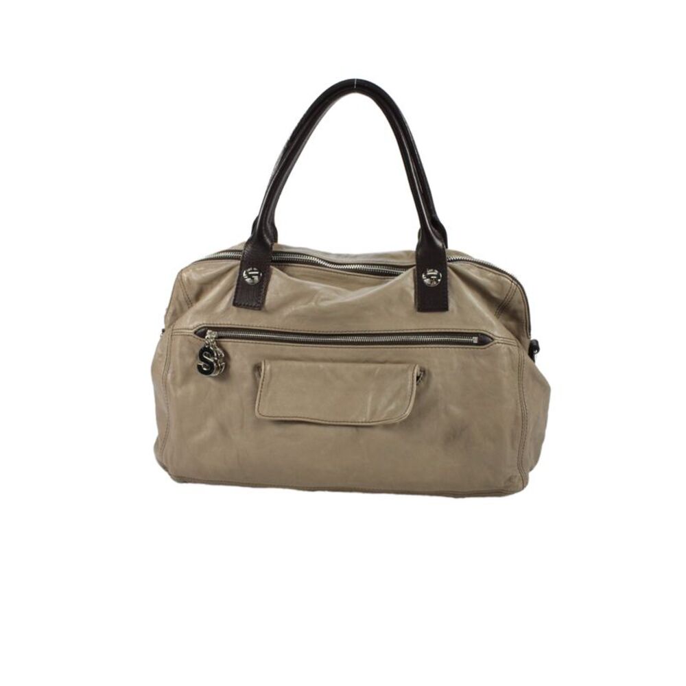 See by Chloe Womens Double Handle Pocket Front Leather Tote Handbag Brown